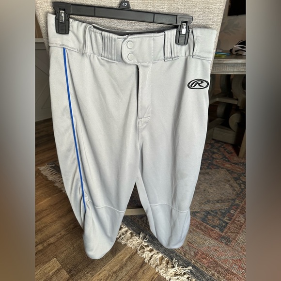 Rawlings Knicker Baseball Pants Gray with Royal Blue Stripe  Men's Sz Medium - Picture 1 of 3